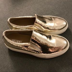 Renvy Gold Metallic Slip-On Sneakers - Never Worn